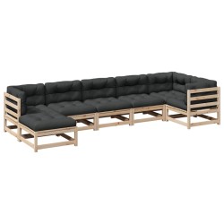vidaXL Set de sofás jardín 7 pzas con cojines madera maciza pino
