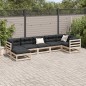 vidaXL Set de sofás jardín 7 pzas con cojines madera maciza pino