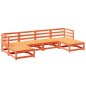 vidaXL Juego de sofás de jardín 6 pzas madera maciza pino marrón cera vidaXL Juego de sofás de jardín 6 pzas madera maciza pino marrón cera