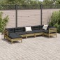 vidaXL Set de sofás jardín 7 pzas con cojines madera pino impregnada