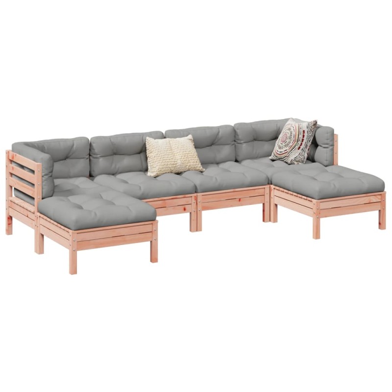 vidaXL Set de sofás jardín 6 pzas con cojines madera abeto Douglas vidaXL Set de sofás jardín 6 pzas con cojines madera abeto Douglas