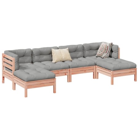 vidaXL Set de sofás jardín 6 pzas con cojines madera abeto Douglas