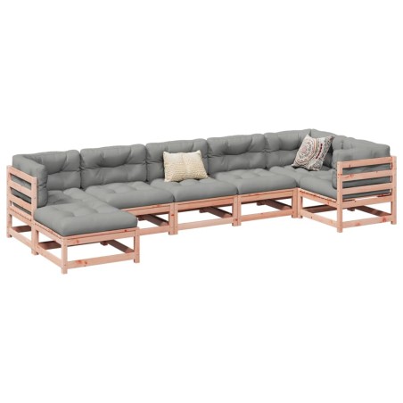 vidaXL Set de sofás jardín 7 pzas con cojines madera abeto Douglas