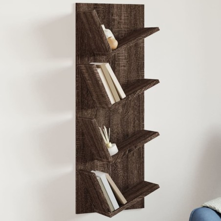 vidaXL Estantería de pared 4 niveles marrón roble 33x16x90 cm