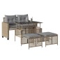 vidaXL Set sofás jardín 4 pzas y cojines ratán sintético vidrio beige