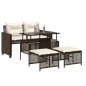 vidaXL Set sofás jardín 4 pzas y cojines ratán sintético vidrio marrón vidaXL Set sofás jardín 4 pzas y cojines ratán sintético vidrio marrón