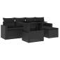 vidaXL Set de sofás de jardín 6 piezas y cojines ratán sintético negro