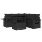vidaXL Set de sofás de jardín 6 piezas y cojines ratán sintético negro vidaXL Set de sofás de jardín 6 piezas y cojines ratán sintético negro