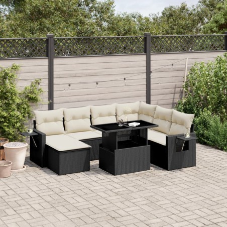 vidaXL Set de sofás de jardín 8 piezas y cojines ratán sintético negro