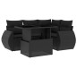 vidaXL Set de muebles de jardín 5 pzas y cojines ratán sintético negro vidaXL Set de muebles de jardín 5 pzas y cojines ratán sintético negro