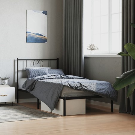 vidaXL Estructura de cama con cabecero metal negro 100x200 cm