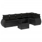 vidaXL Set de sofás de jardín 7 pzas con cojines ratán sintético negro vidaXL Set de sofás de jardín 7 pzas con cojines ratán sintético negro