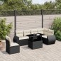 vidaXL Set de sofás de jardín 7 pzas con cojines ratán sintético negro vidaXL Set de sofás de jardín 7 pzas con cojines ratán sintético negro