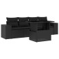 vidaXL Set de muebles de jardín 5 pzas y cojines ratán sintético negro vidaXL Set de muebles de jardín 5 pzas y cojines ratán sintético negro