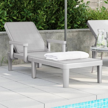 vidaXL Tumbona de polipropileno gris 159x68x83,5 cm