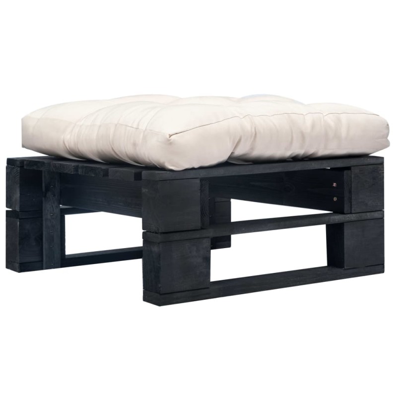 vidaXL Otomana de palets de jardín con cojín color arena madera negra vidaXL Otomana de palets de jardín con cojín color arena madera negra