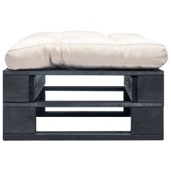 vidaXL Otomana de palets de jardín con cojín color arena madera negra