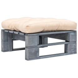 vidaXL Otomana de palés para jardín madera gris y cojín color arena