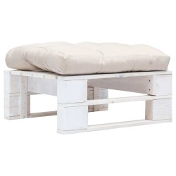 vidaXL Otomana de palets de jardín con cojín color arena madera blanca