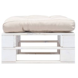 vidaXL Otomana de palets de jardín con cojín color arena madera blanca