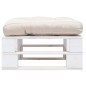 vidaXL Otomana de palets de jardín con cojín color arena madera blanca vidaXL Otomana de palets de jardín con cojín color arena madera blanca