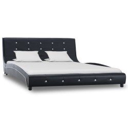 vidaXL Cama con colchón viscoelástico cuero sintético negro 140x200cm 