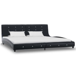 vidaXL Cama con colchón viscoelástico cuero sintético negro 180x200 cm