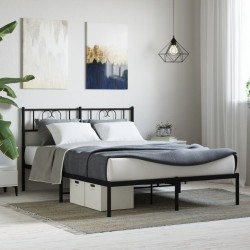 vidaXL Estructura de cama con cabecero metal negro 160x200 cm