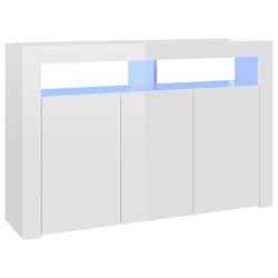 vidaXL Aparador con luces LED blanco brillante 115,5x30x75 cm