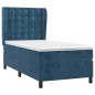 vidaXL Cama box spring con colchón terciopelo azul oscuro 80x200 cm vidaXL Cama box spring con colchón terciopelo azul oscuro 80x200 cm