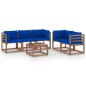 vidaXL Juego de muebles de jardín 6 piezas con cojines azules vidaXL Juego de muebles de jardín 6 piezas con cojines azules