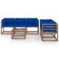 vidaXL Juego de muebles de jardín 6 piezas con cojines azules vidaXL Juego de muebles de jardín 6 piezas con cojines azules