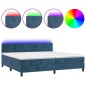 vidaXL Cama box spring colchón y LED terciopelo azul oscuro 200x200 cm vidaXL Cama box spring colchón y LED terciopelo azul oscuro 200x200 cm