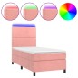 vidaXL Cama box spring colchón y LED terciopelo rosa 80x200 cm vidaXL Cama box spring colchón y LED terciopelo rosa 80x200 cm
