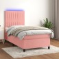 vidaXL Cama box spring colchón y LED terciopelo rosa 80x200 cm