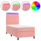 vidaXL Cama box spring colchón y LED terciopelo rosa 80x200 cm