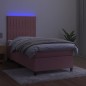 vidaXL Cama box spring colchón y LED terciopelo rosa 80x200 cm