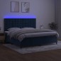 vidaXL Cama box spring colchón y LED terciopelo azul oscuro 200x200 cm