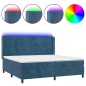 vidaXL Cama box spring colchón y LED terciopelo azul oscuro 200x200 cm vidaXL Cama box spring colchón y LED terciopelo azul oscuro 200x200 cm