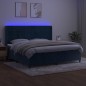 vidaXL Cama box spring colchón y LED terciopelo azul oscuro 200x200 cm vidaXL Cama box spring colchón y LED terciopelo azul oscuro 200x200 cm