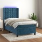 vidaXL Cama box spring colchón y LED terciopelo azul oscuro 80x200 cm vidaXL Cama box spring colchón y LED terciopelo azul oscuro 80x200 cm