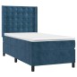 vidaXL Cama box spring colchón y LED terciopelo azul oscuro 80x200 cm vidaXL Cama box spring colchón y LED terciopelo azul oscuro 80x200 cm