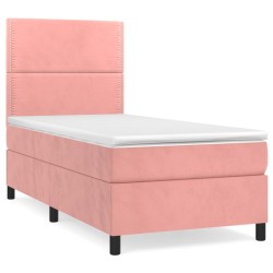 vidaXL Cama box spring con colchón terciopelo rosa 80x200 cm
