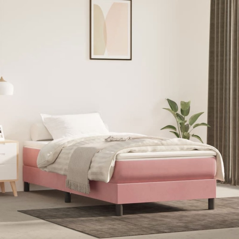 vidaXL Cama box spring con colchón terciopelo rosa 80x200 cm vidaXL Cama box spring con colchón terciopelo rosa 80x200 cm