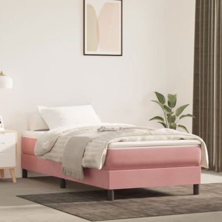vidaXL Cama box spring con colchón terciopelo rosa 80x200 cm