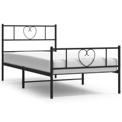 vidaXL Estructura de cama con cabecero y estribo metal negro 80x200 cm