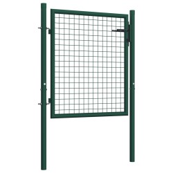 vidaXL Puerta de valla de acero verde 100x75 cm