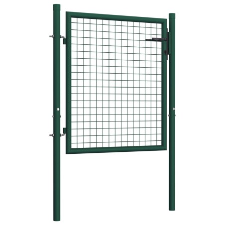 vidaXL Puerta de valla de acero verde 100x75 cm