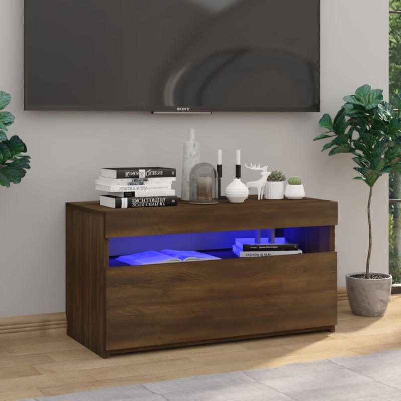 vidaXL Mueble de TV con luces LED roble marrón 75x35x40 cm vidaXL Mueble de TV con luces LED roble marrón 75x35x40 cm