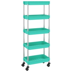 vidaXL Carrito de cocina 5 niveles hierro y ABS turquesa 42x29x128 cm